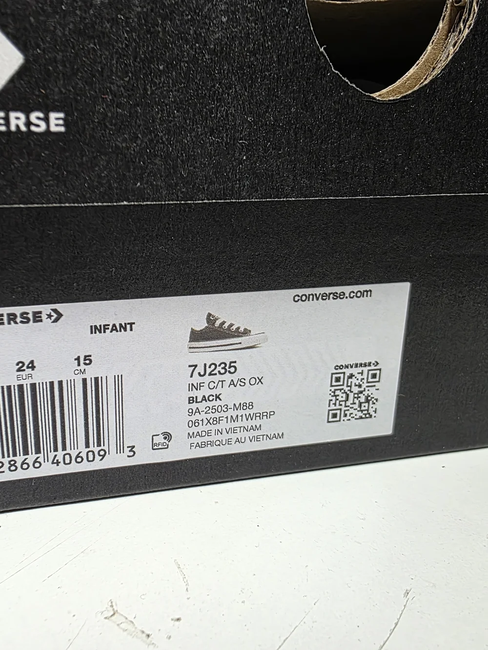 Converse Kids' Black Gem Bling Low Top Sneakers with White Satin Laces